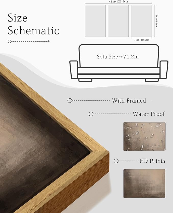 KUVIOKE Abstract Framed Wall Art Set Earthy in Deep Brown and Beige Tones Modern Art Decorative Home Decor 16x24in (Natural Framed)