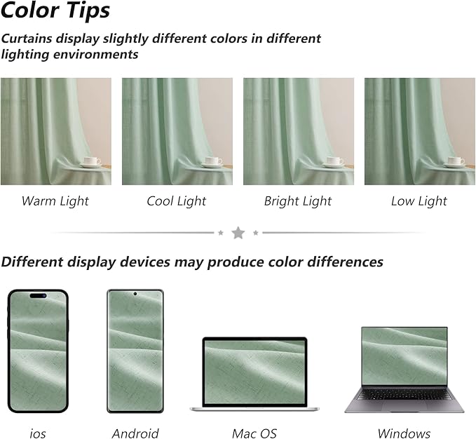 Guken Aqua Green Linen Curtains 84 Inches Long 2 Panel Set Rod Pocket Semi Sheer Dining Room Cozy Bedroom Decor Cotton Look Country Rustic Farmhouse Boho Curtains 52x84