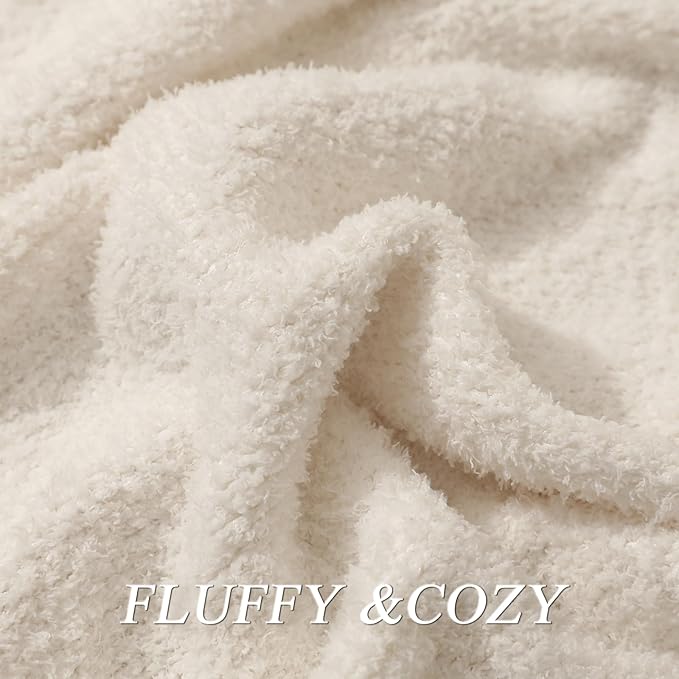 bearberry Super Soft Fluffy Throw Blanket Lightweight Cozy Warm Throw Blankets for Couch Bed Sofa All Season(Cream, 40”x50”)