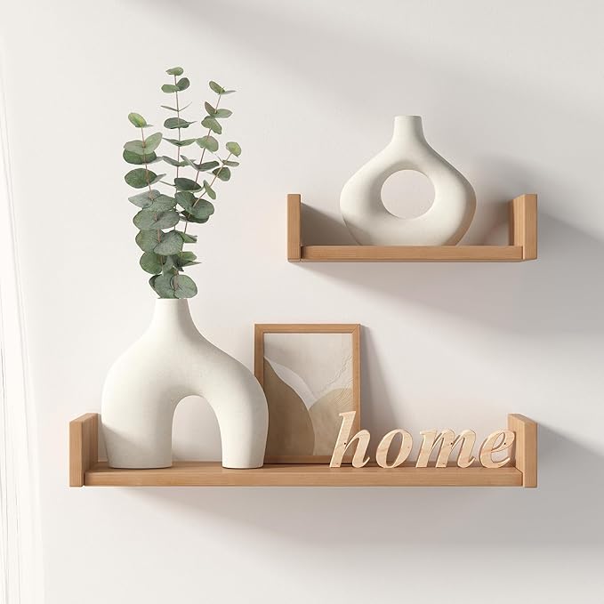 White Ceramic Vase Set of 2, Pampas Grass Vases for Home Decor, Round Matte Boho Vases for Flowers, Nordic Minimalism Style vase for Living Room Bedroom Shelf Decor