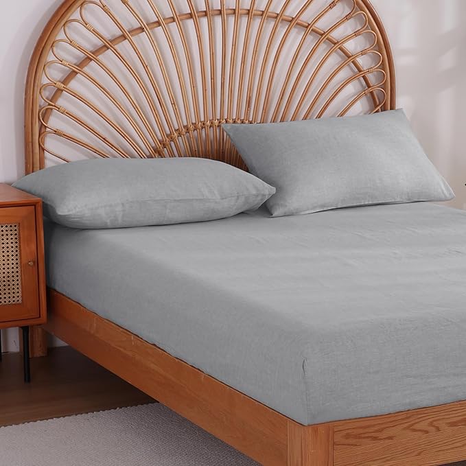 100% French Linen Pillowcase Set of 2, Breathable Envelope Closure Soft Linen Pillow Cover,Soft Luxury Hotel & Home Use, Gift