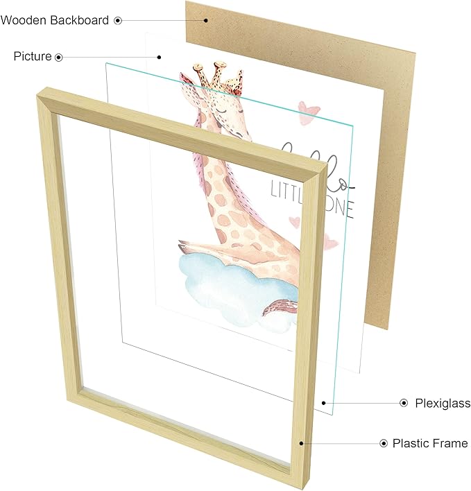 ArtbyHannah Framed Woodland Nursery Wall Decor, Multi-Size Cute Baby Wall Art Room Decor for Kids, Safari Adorable Jungle Animals Artwork Prints for Playroom Bedroom Baby Shower Decoration(4 Pack)