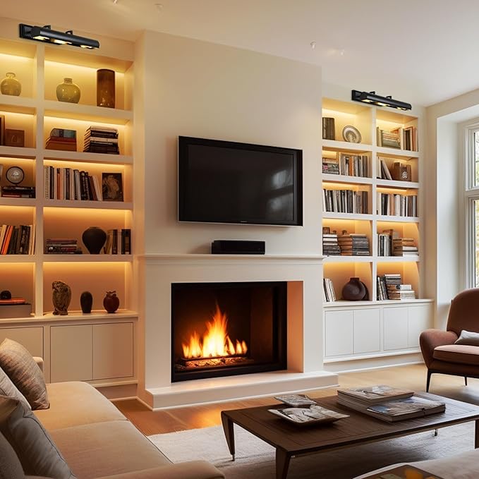 Picture Light 24" Black Picture Lights for Wall 4-Light Bronze Picture Frame Light Dimmable Art Gallery Light Accent Lighting Bathroom Wall Sconce for Artwork Poster Portrait Display