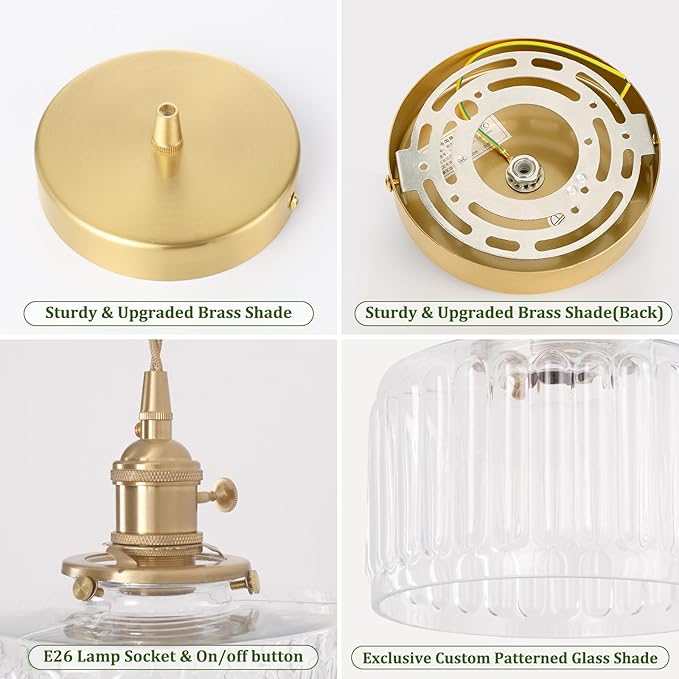 Battery Operated Pendant Light 5000mAh Rechargeable Chandelier with Remote Control Wireless Adjustable Hanging Clear Striped Light for Kitchen Island Dining Room Hallway