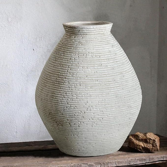 Rustic Ceramic Flower Vase Distressed Farmhouse Pottery Clay Large Terracotta Floor Vases for Decorative Table Centerpiece Modern Home Decor Aesthetic Living Room Bedroom Wedding Housewarming Gift