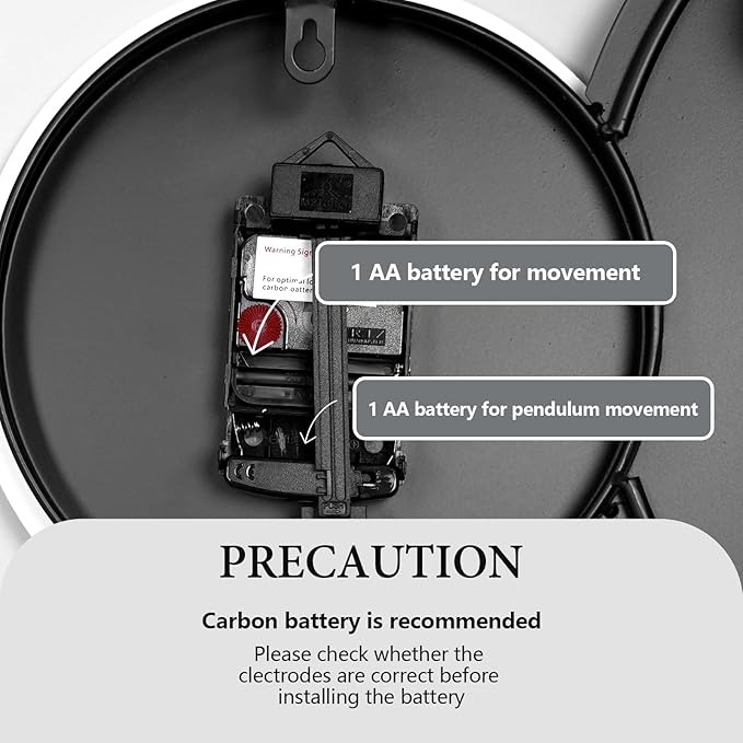 Large Modern Wall Clock for Living Room,Decorative Silent Battery Operated Wall Clock with Pendulum Metal Wall Art for Kitchen/Bedroom/Entryway/Office Decor