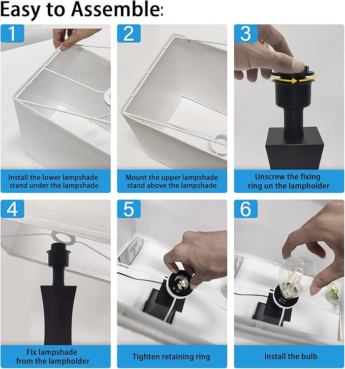 Table Lamp for Bedroom 3-Way Dimmable Touch Control Bedside Lamp with USB A+C Port & AC Outlet 21.6" Tall Nightstand Lamp for Living Room Office and Hotel Bulb Included