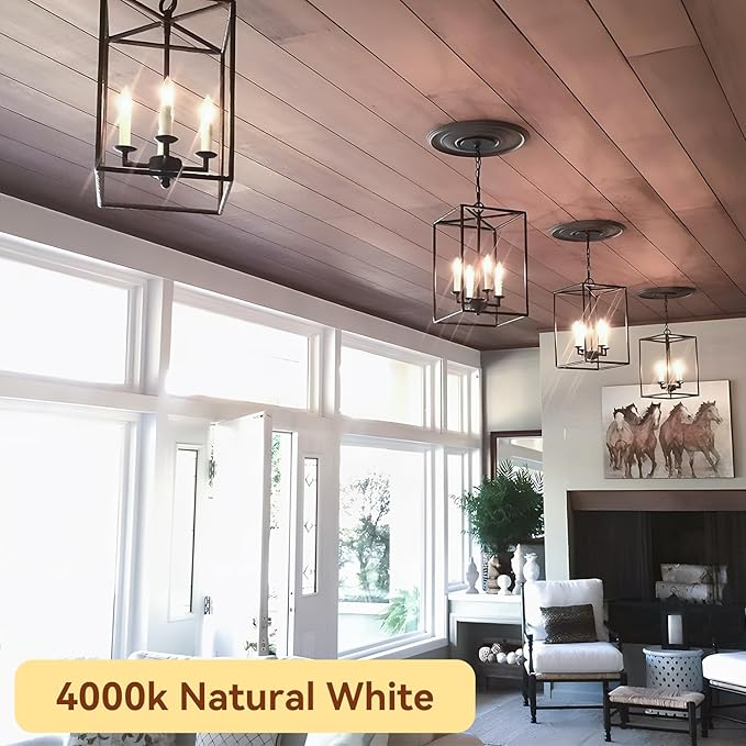 TJOY LED Candelabra Bulbs Dimmable, 60W Equivalent Chandelier Light Bulb, E12 Small Base, 4.5W 4000K Natural Daylight White, B11 Vintage Filament Glass Candle Light for Ceiling Fan Chandeliers, 12Pack