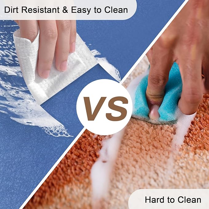 Diatomaceous earth bath mat Bathroom Rugs Sets 3 Piece Super Absorbent Quick Dry Bath Mats, Rubber Non Slip Shower Mat and Toilet Mat U Shape, Shower Rug for in Front of Bathtub Shower, Blue