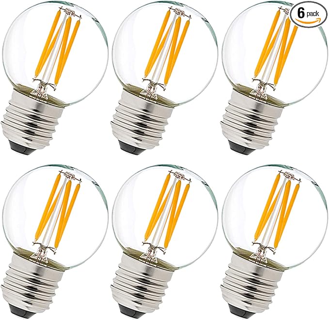 LiteHistory Dimmable E26 Edison Bulb G16.5 Light Bulb 6W Equal 60 watt Light Bulb AC120V Warm 2700K E26 led Bulb for Pendant,Chandeliers,Vanity,Wall sconces Edison Light Bulbs 60 Watt 600lm 6Pack