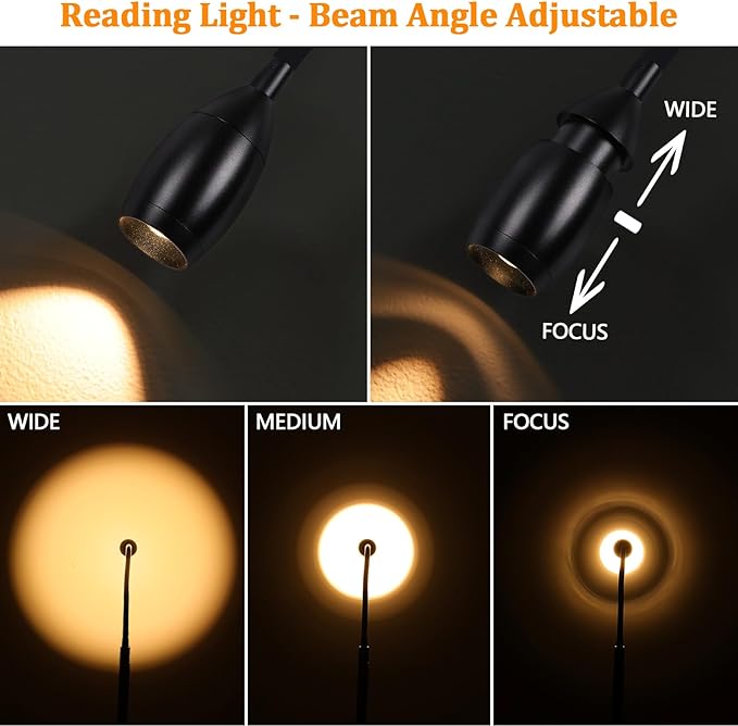 LED Torchiere Floor Lamp with Gooseneck Reading Light, 69" Dimmable Reading Floor Lamp with Adjustable Color Beam, Remote Control Standing Lamp, Zoomable Spotlight for Living Room,Bedroom,Office,Black