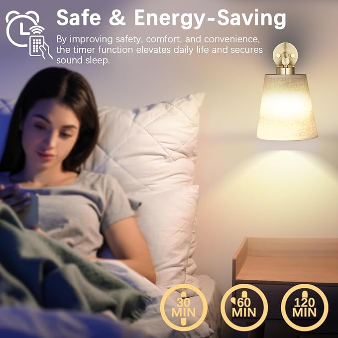 Battery Operated Wall Sconce Set of 2,Gold Rechargeable Wall Lights with Lampshade Dimmable RGB Bulbs and Remote,15 Colors Wireless Wall Lamps for Bedroom Living Room (Gold)