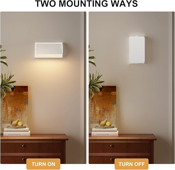 Indoor Modern Led Aluminum Wall Sconces,18W 5CCT 3000K-6000K Dimmable Hardwired Wall Light with Rotatable Lampshade,Contemporary Wall Lamp for Bedroom Living Room Hallway Stairway(White,2Pack)