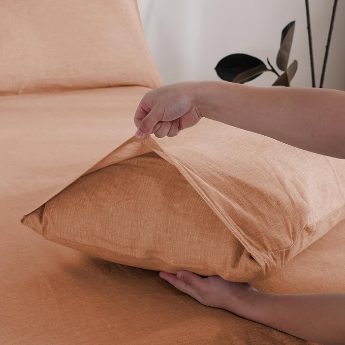 100% French Linen Pillowcase Set of 2, Breathable Envelope Closure Soft Linen Pillow Cover,Soft Luxury Hotel & Home Use, Gift