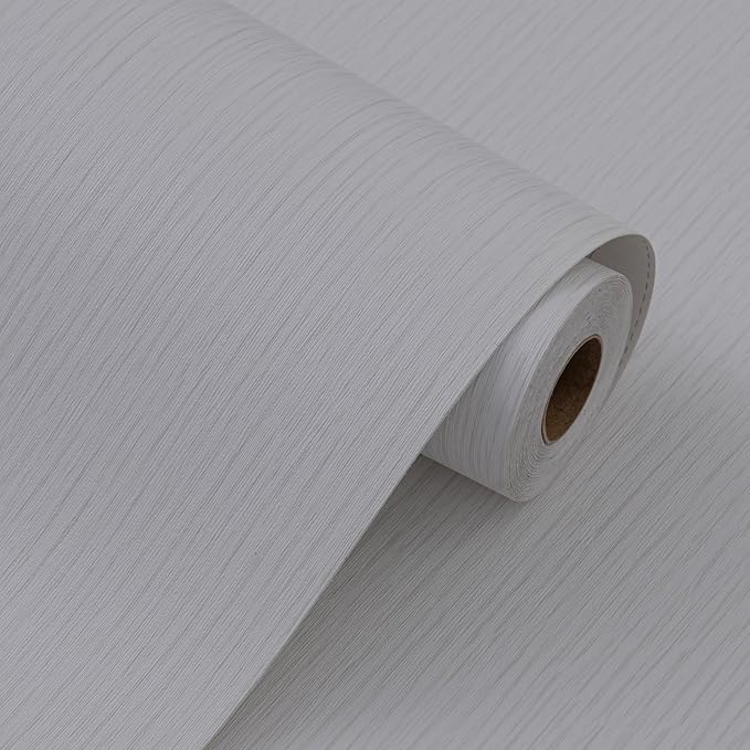 Grasscloth Peel and Stick Wallpaper 20.8"x394" Light Gray Thick Fabric Textured Linen Classic Faux Grassweave Neutral Removable Wallpaper Vinyl Film Roll for Home Use