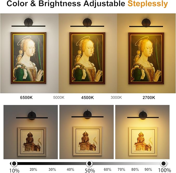 Picture Light Hard-Wired 16.5" Wall Lights for Pictures with Remote, Dimmable 3CCT Light Over Picture Frame, Gallery Art Poster Light for Artwork, 2700K-6500K Warm Nature White, 15W, 1200LM