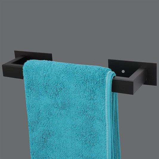 Bathroom Towel Bar Self Adhesive, No Drilling Towel Rack Easy to Install,Hand Towel Holder Made of Premium Stainless Steel Sticky on Hand Towel Hanger for Kitchen, Toilet(12IN, Black)