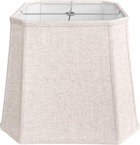 TOOTOO STAR Square cut corner lampshade, 10x13x10.5 inch medium table lamp shade floor lamp Beige Lamp shades Natural Linen Hand Crafted, Easy Assembly Required