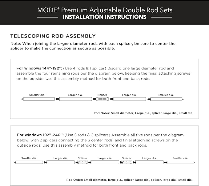 MODE Premium Collection Double Curtain Rod Set (1 1/8" Front Rod and 5/8" Back Rod) with Mod Doorknob Curtain Rod Finials, Wall Mounted Adjustable Curtain Rod, Fits 144” to 240” Windows, Brushed Gold