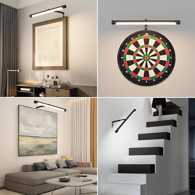 Picture Lights for Paintings Plug in, 16" Adjustable LED Picture Light Art Light with Timer, Remote Control Gallery Painting Wall Light for Picture Display Frame Dartboard Art Work (Black)