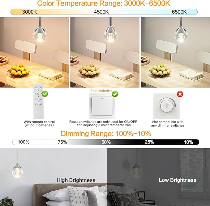 1-Light Teardrop Crystal Pendant Light - Chrome Finish Globe Ceiling Hanging Fixture D3.9 inch LED Pendant Light with Remote ，Raindrop Chandelier for Kitchen Island, Dining Room, Bar