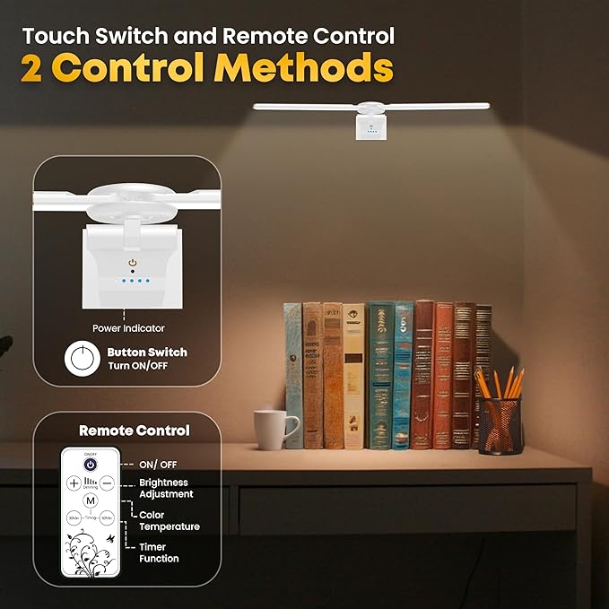 2 Pack Picture Light for Wall, 18in Rechargeable Wall Art Light with Timer and Dimmable, Painting Frame Light with Remote Control Display for Painting, Frame, Portrait, Dartboard(White)