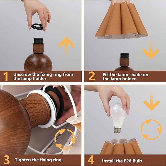 KUNJOULAM Cute Small Table Lamp, Modern Bedside Nightstand Lamp with Coffee Fabric Lampshade, Metal Base for Bedroom Home Office Decor (Without Buld)