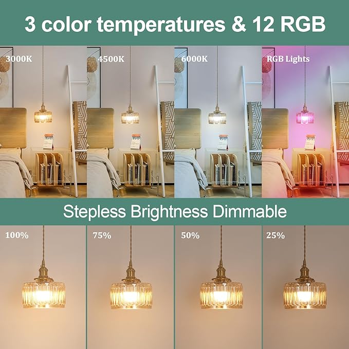 Battery Operated Pendant Light 5000mAh Rechargeable Chandelier with Remote Control Wireless Adjustable Hanging Amber Striped Light for Kitchen Island Dining Room Hallway, 2 Pack
