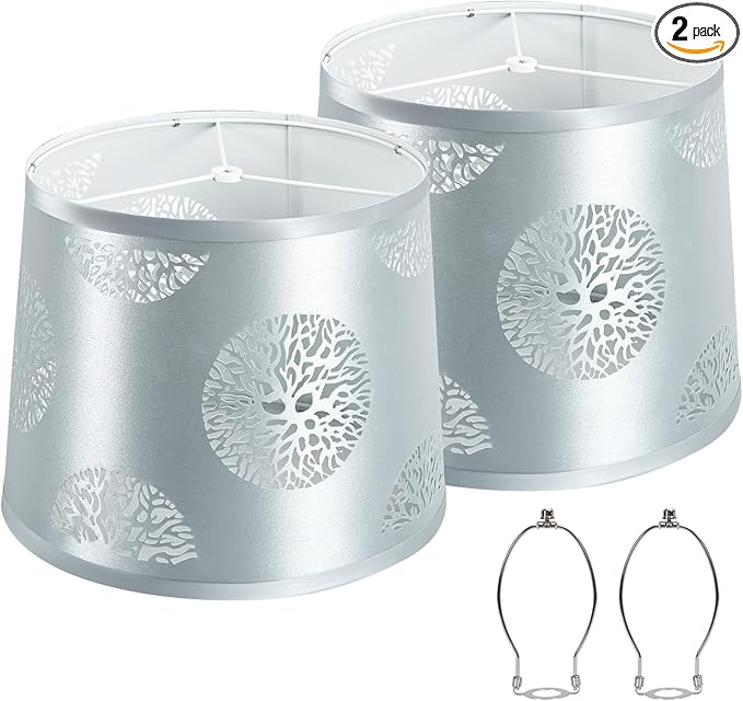 Lamp Shades Set of 2 Replacement, Drum Lampshades, Lampshade 10 Inches Lampshades for Table Lamp, Floor Lamp, Pendant Light, Lamp Shade Harp Holder Included