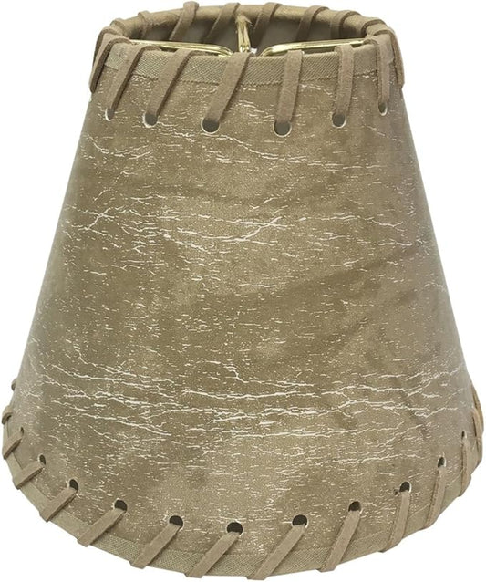 Royal Designs, Inc. CS-972-6 Faux Leather Empire Chandelier Shade with Whipstitch Trim, 3 x 6 x 5, Light Brown