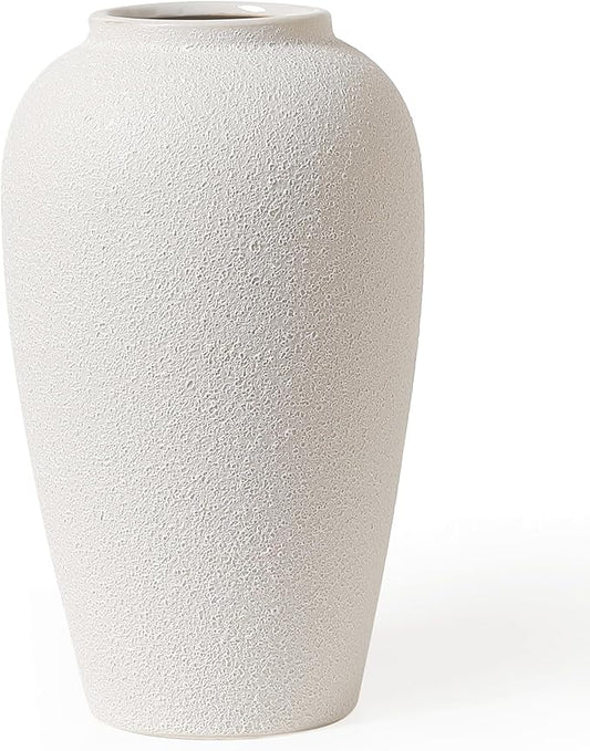 Kokrose Rustic Ceramic Table Vase, 11.8" Vintage Clay Tall Floor Ceramic Terracotta Vase for Table Centerpieces, Large Textured Farmhouse Decorative Vases for Home Decor