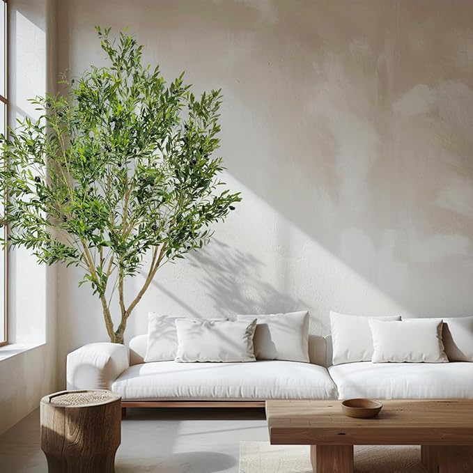 Artificial Tree Faux Olive Tree 8ft Tall Fake Olive Plant in Pot Fake Silk Tree Faux Plants Indoor
