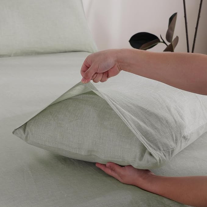 100% French Linen Pillowcase Set of 2, Breathable Envelope Closure Soft Linen Pillow Cover,Soft Luxury Hotel & Home Use, Gift