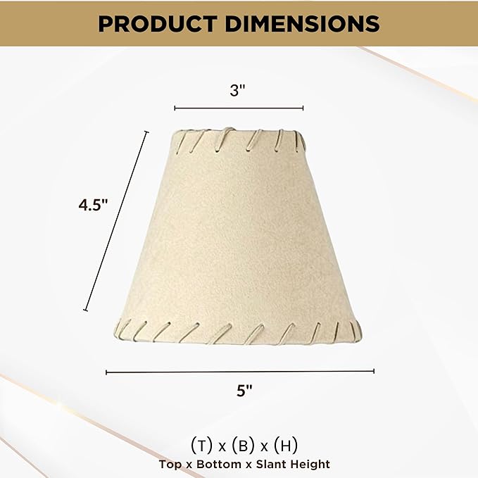 Royal Designs, Inc. CS-1115-5BG-6 Faux Leather Empire Chandelier Shade with Whipstitch Trim, 3 x 5 x 4.5, Beige, 6-Pack
