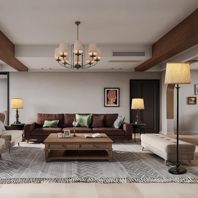 Bedside Lamp Shades Set of 2 Replacement, Drum Lampshades, 12.7" x 12.7" x 10 Inches Lampshades for Table Lamp, Floor Lamp, Pendant Light, Lamp Shade Harp Holder Included