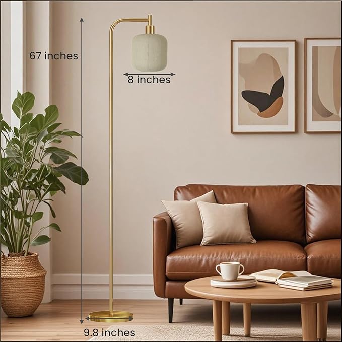 Floor Lights for Living Room,Modern Standing Lamp with Glass Lampshade Pedal Switch, Tall Lamp for Bedroom Study Room(Bulb Included) (Copper)