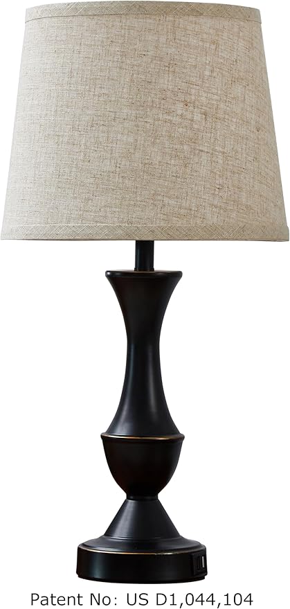 Upgraded Touch Table Lamps Set of 2, 22" Tall Bedside Lamps with USB C+A Ports, 3 Way Dimmable Nightstand Lamps for Bedroom, Living Room, Office, Black Lamp with Beige Lampshade, Bulb Included