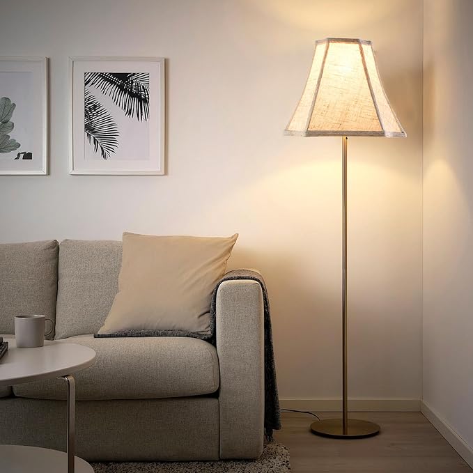 Oatmeal Linen Square Cut Corner Bell Lamp Shade Medium Lampshade 6.25×6.25''Top13×13''Bottom×11''Hight(Spider) Rustic Lamp Shade for Table & Floor Lamp - Lampshade Replacement