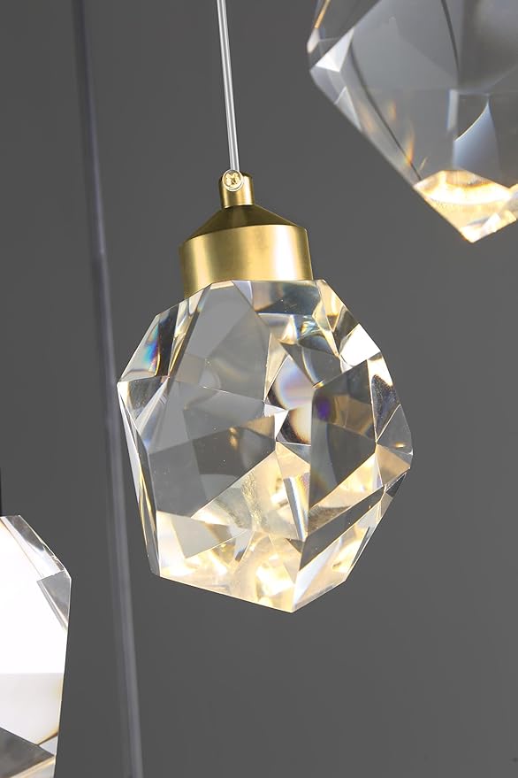 1-Light Gold Pendant Light Fixtures,Mini Crystal Chandelier for Entyway Bedroom Dimmable Pendant Light Kitchen Island 5W