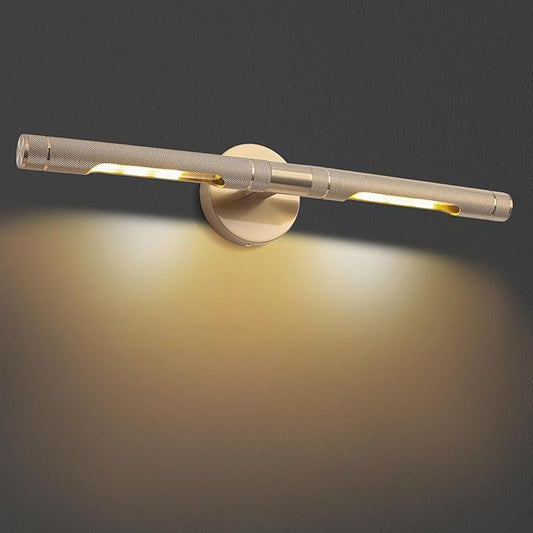 Brass Wall Lights for Pictures,23.6in Hardwired Gold Knurled Brushed Wall Picture Light,Rotatable 360° Modern Gallery Light for Bedroom Bathroom Vanity Mirror Study Room, E12 Bulbs Included