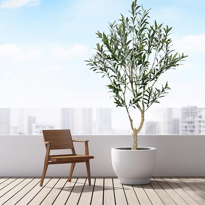 Artificial Tree Faux Olive Tree 6ft(71in,1289leaves) Tall Fake Olive Plant in Pot Fake Silk Tree Faux Plants Indoor