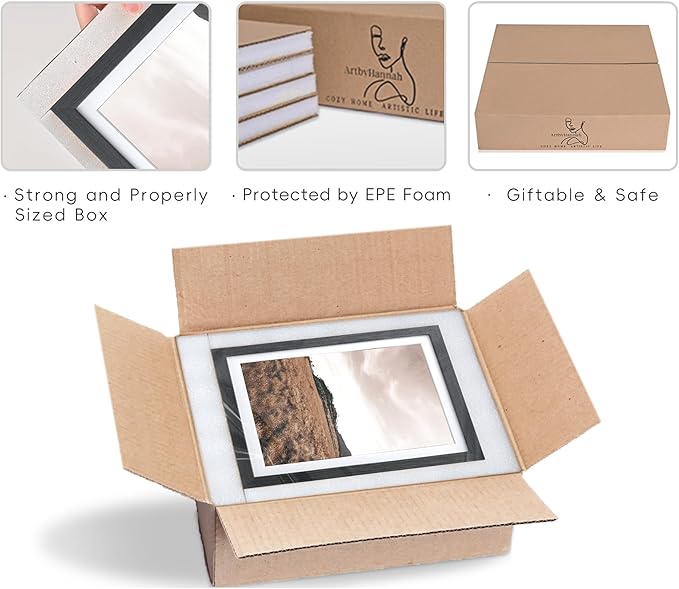 ArtbyHannah Gallery Wall Frame Set,Vintage Multi-color Picture Frames Collage Wall Decor with Neutural Art for Living Room Stariway,8 Pack Assorted Size 8"x10",5"x7",4"x6", Small