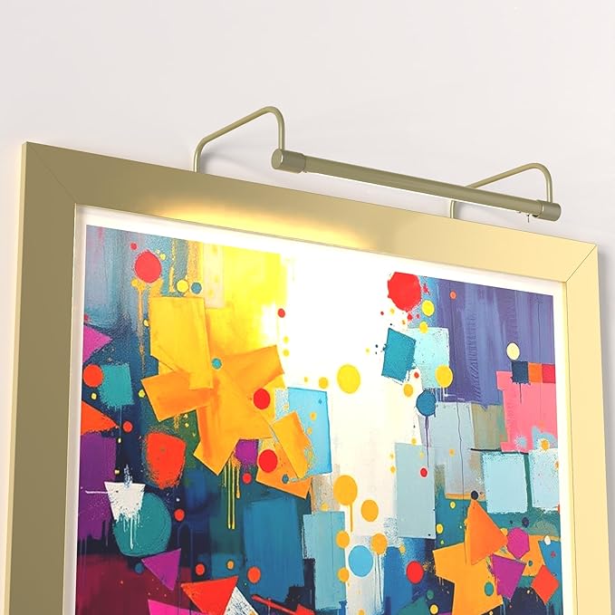 Cocoweb 16 Inch Tru-Slim Antique Brass Picture Light - LED, 2700K, Adjustable Arm, Plug-in, Toggle Switch, Sleek and Compact Design