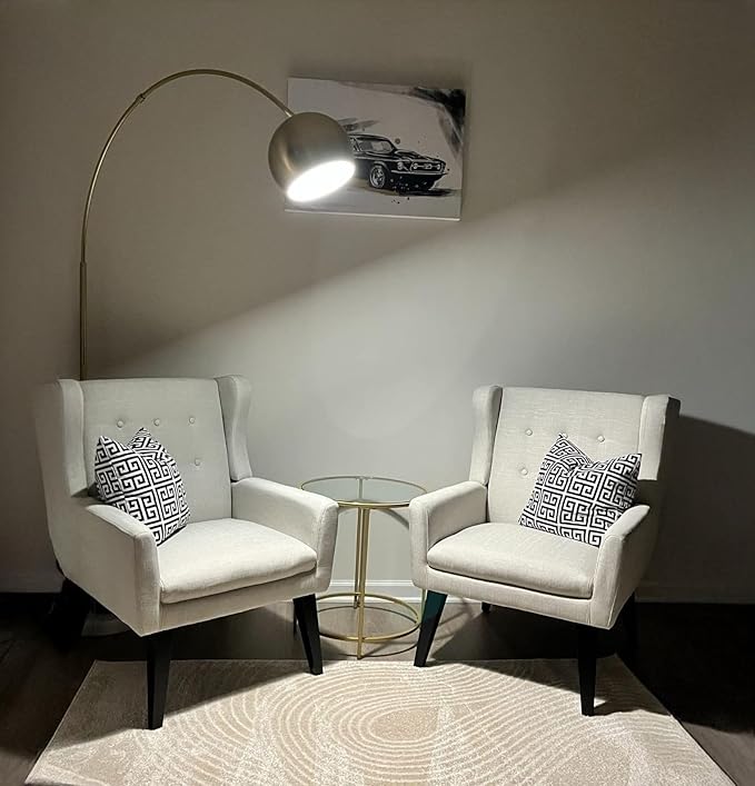 Brightech Olivia Floor Lamp, Arc Lamp for Living Rooms, Standing Lamp with LED Light Bulbs for Bedroom Reading, Great Living Room Décor, Tall Lamp for Offices – Brass/Gold