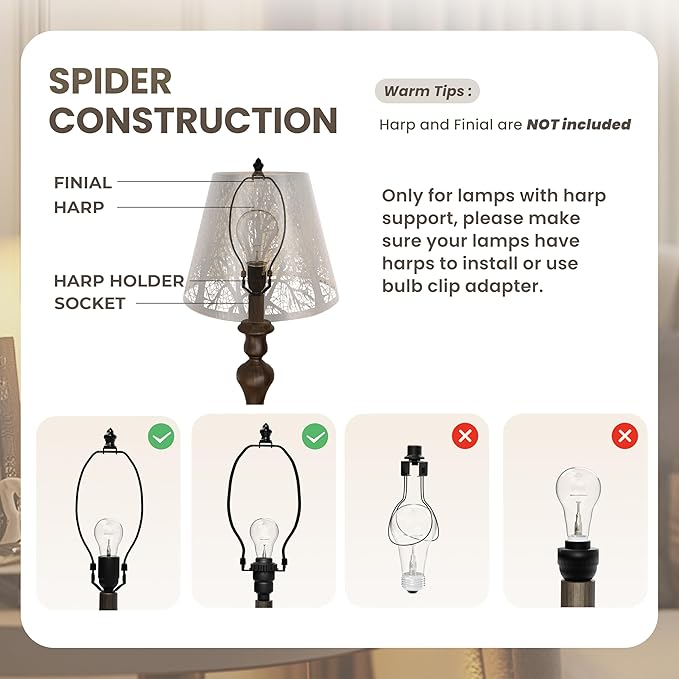 Lampshades for table lamp,metal lamp shade,small lamp shades,lamp shades for floor lamps,lamp cover,vintage lamp shade,6" Top x 10" Bottom x 7.5" High (Spider) & Bedside Lamp-Antique Bronze Gold