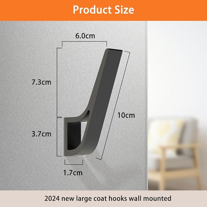 Coat Rack Hooks Wall Mounted Hold 50 lbs, Black 3Packs, Bath Towel Rope Large Hooks for Kitchen, Door, Cabinet, Bathroom, Foyers, Hallways, and Bedrooms