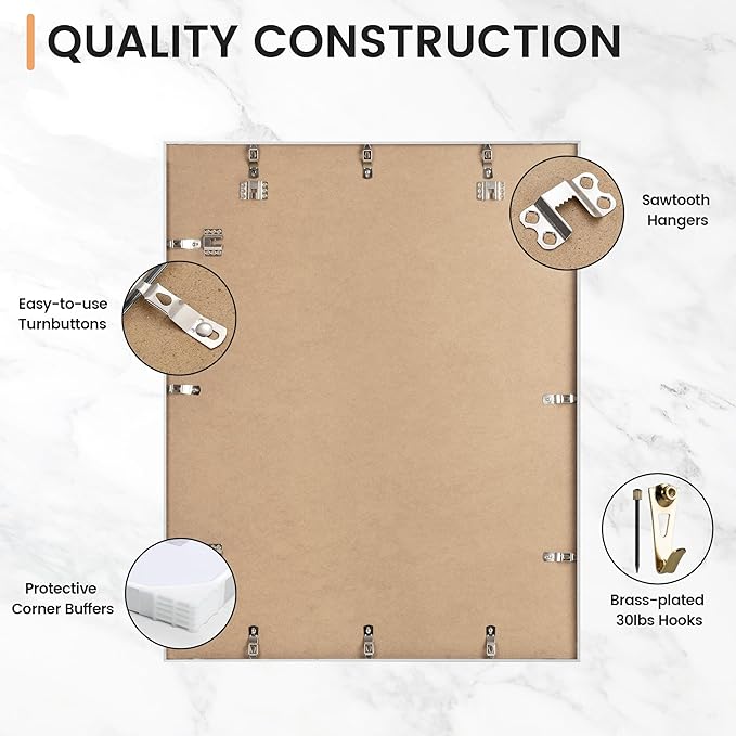 24x30 inch Metal Poster Frame - 24 x 30 Thin Aluminum Picture Frames Matted for 18x24 Photos, Artworks, Prints, Puzzle - High Definition Plexiglass - Vertical and Horizontal Display - Wall Hook Hanging Hardware Included - Silver, 2 Pack