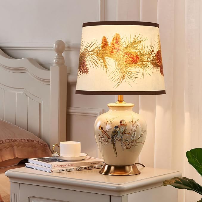 Lamp Shades Set of 2 Replacement, Drum Lampshades for Christmas, Lampshade 10 Inches Lampshades for Table Lamp, Floor Lamp, Pendant Light, Lamp Shade Harp Holder Included