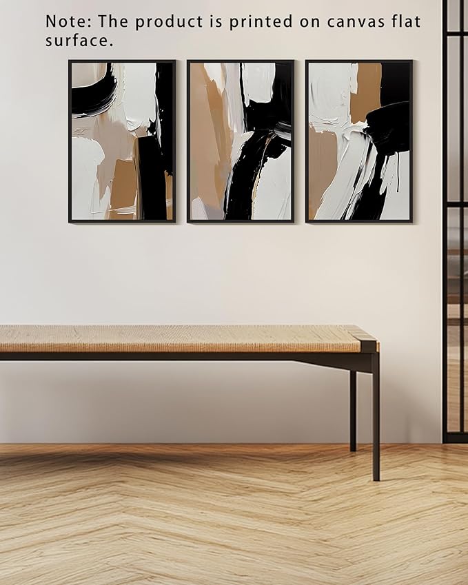 KUVIOKE Black Abstract Shapes Framed Canvas Wall Art Minimalist Graffiti Pastel Wall Decor Modern Illustration Art Painting Home Decor 16x24in (Black Framed)