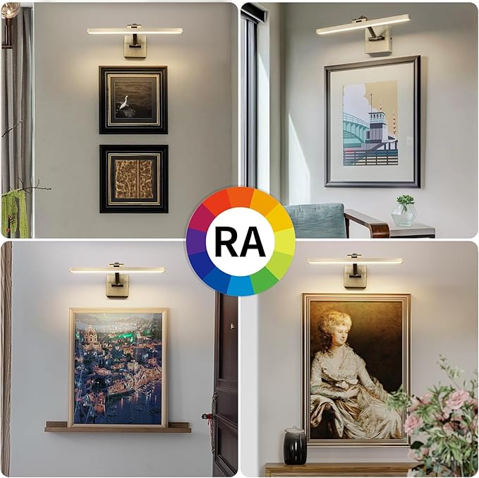 LED Modern Dimmable Picture Lights for Wall 15.75 Inch Hard-Wired Picture Frame Lights for Paintings Gallery Light with Adjustable Swing Arm Display Lights for Artwork, 7W, Warm White Antique Bronze